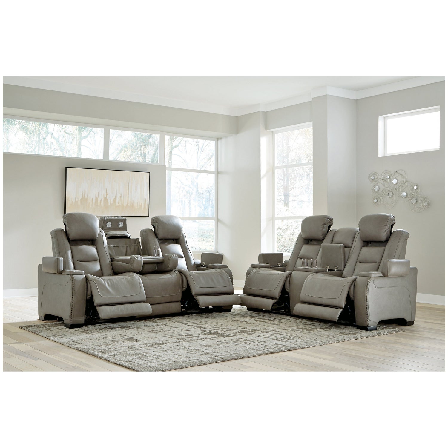 The Man-Den Power Reclining Sofa and Loveseat Ash-U85305U1