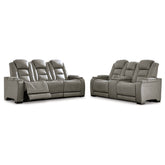 The Man-Den Power Reclining Sofa and Loveseat Ash-U85305U1