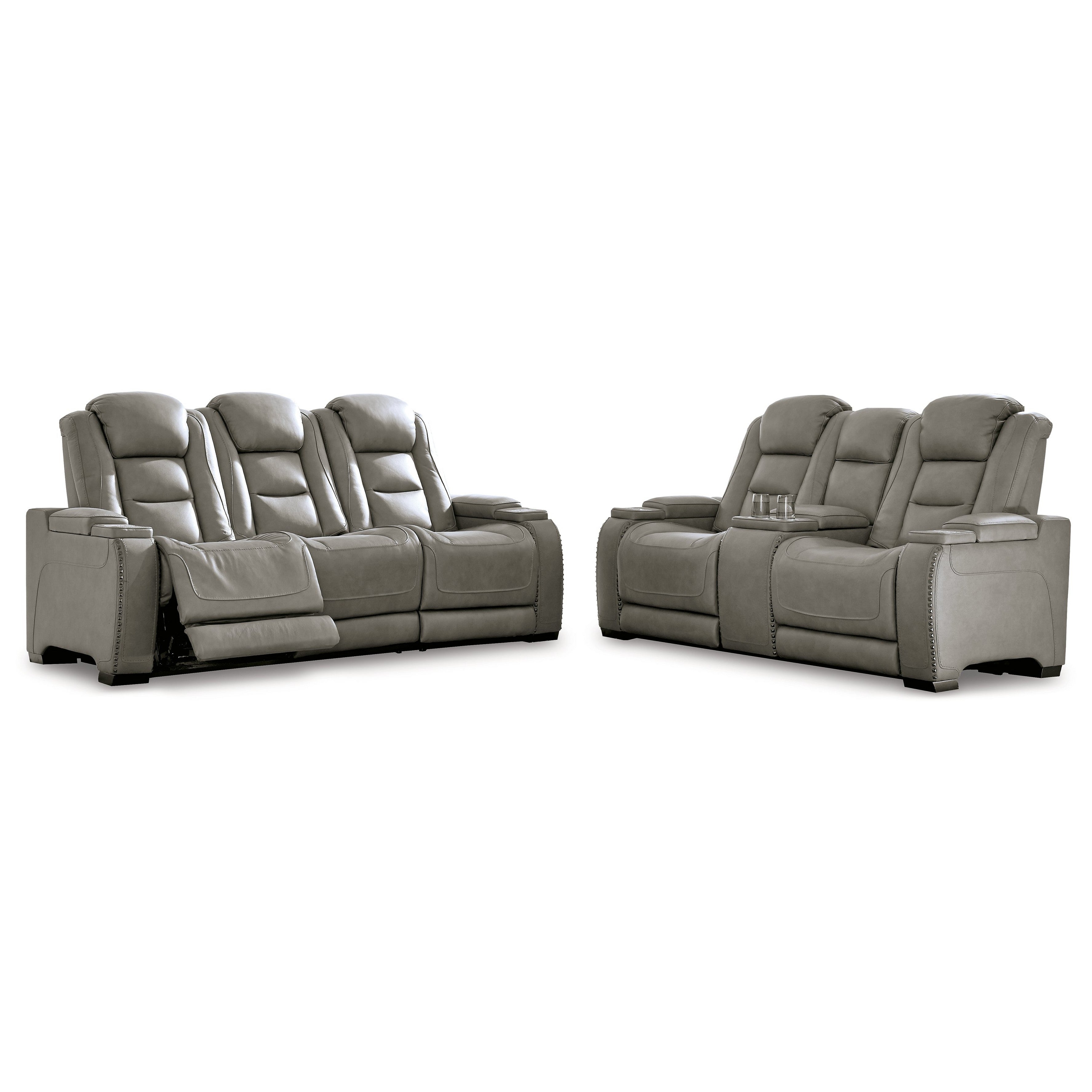 The Man-Den Power Reclining Sofa and Loveseat Ash-U85305U1