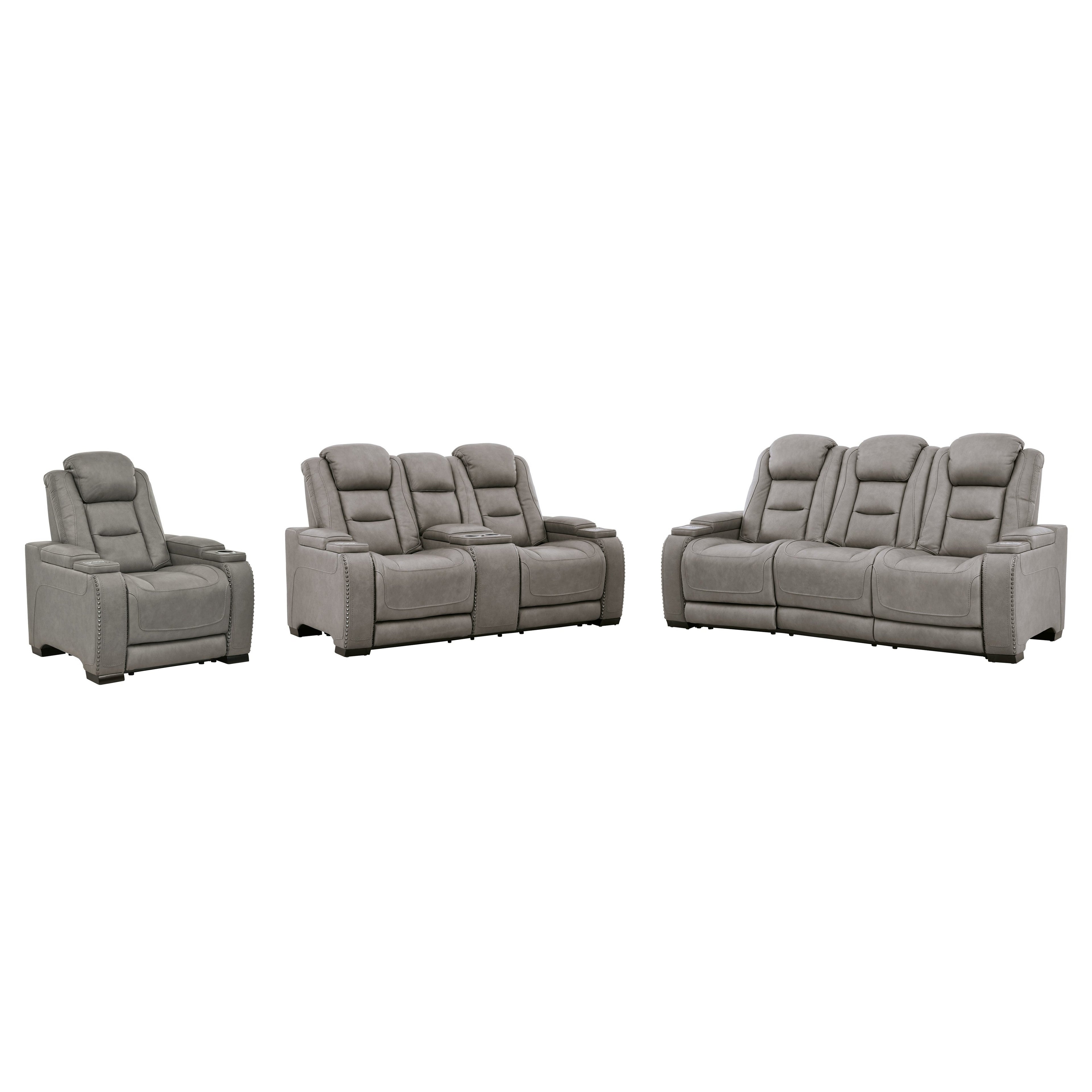 The Man-Den Power Reclining Sofa and Loveseat with Power Recliner Ash-U85305U2