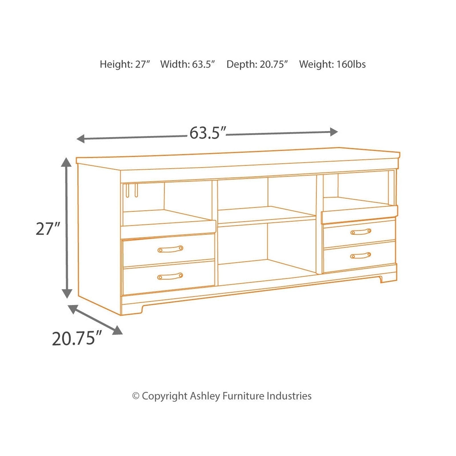 Trinell 63&quot; TV Stand Ash-W446-68