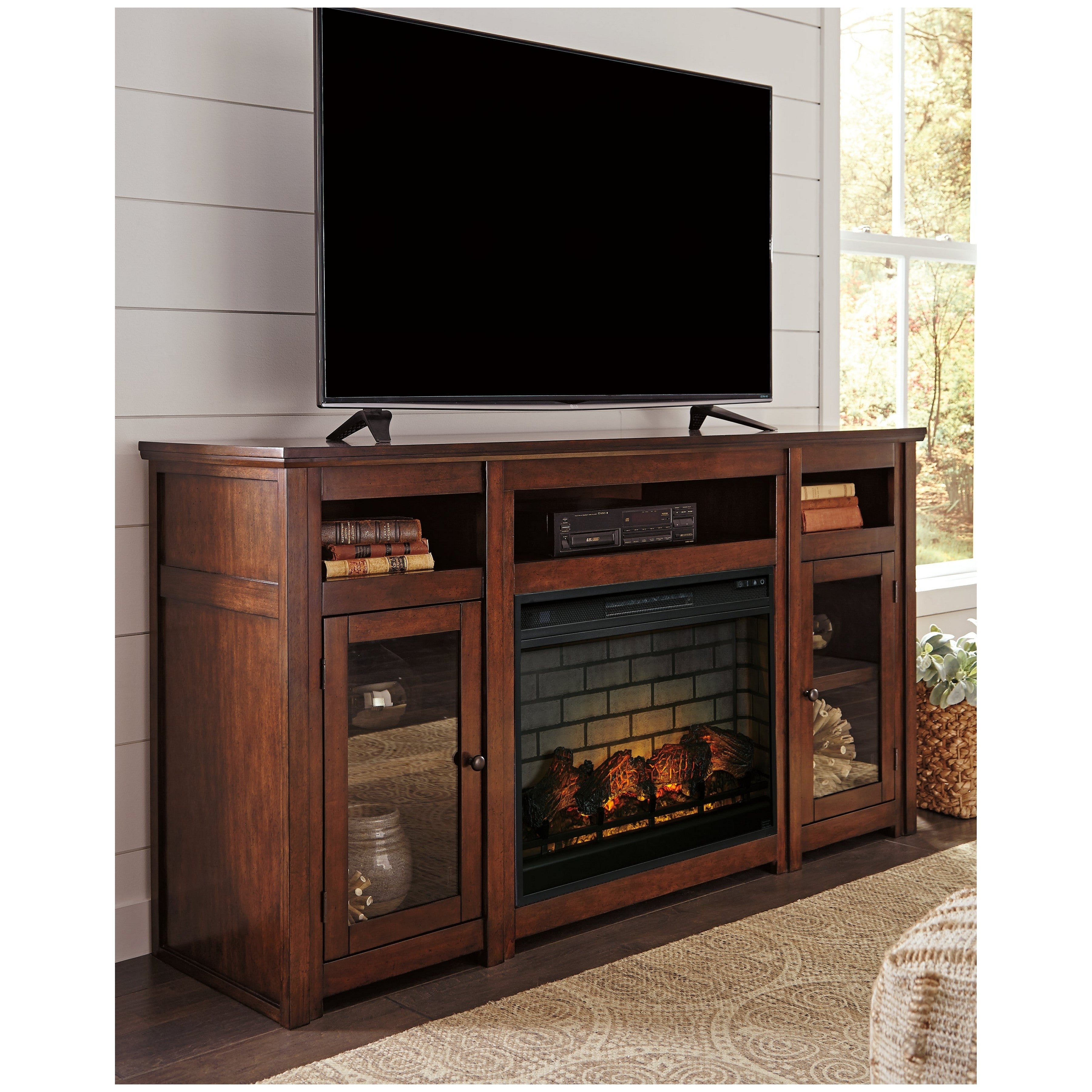 Harpan 72&quot; TV Stand with Electric Fireplace Ash-W797W2