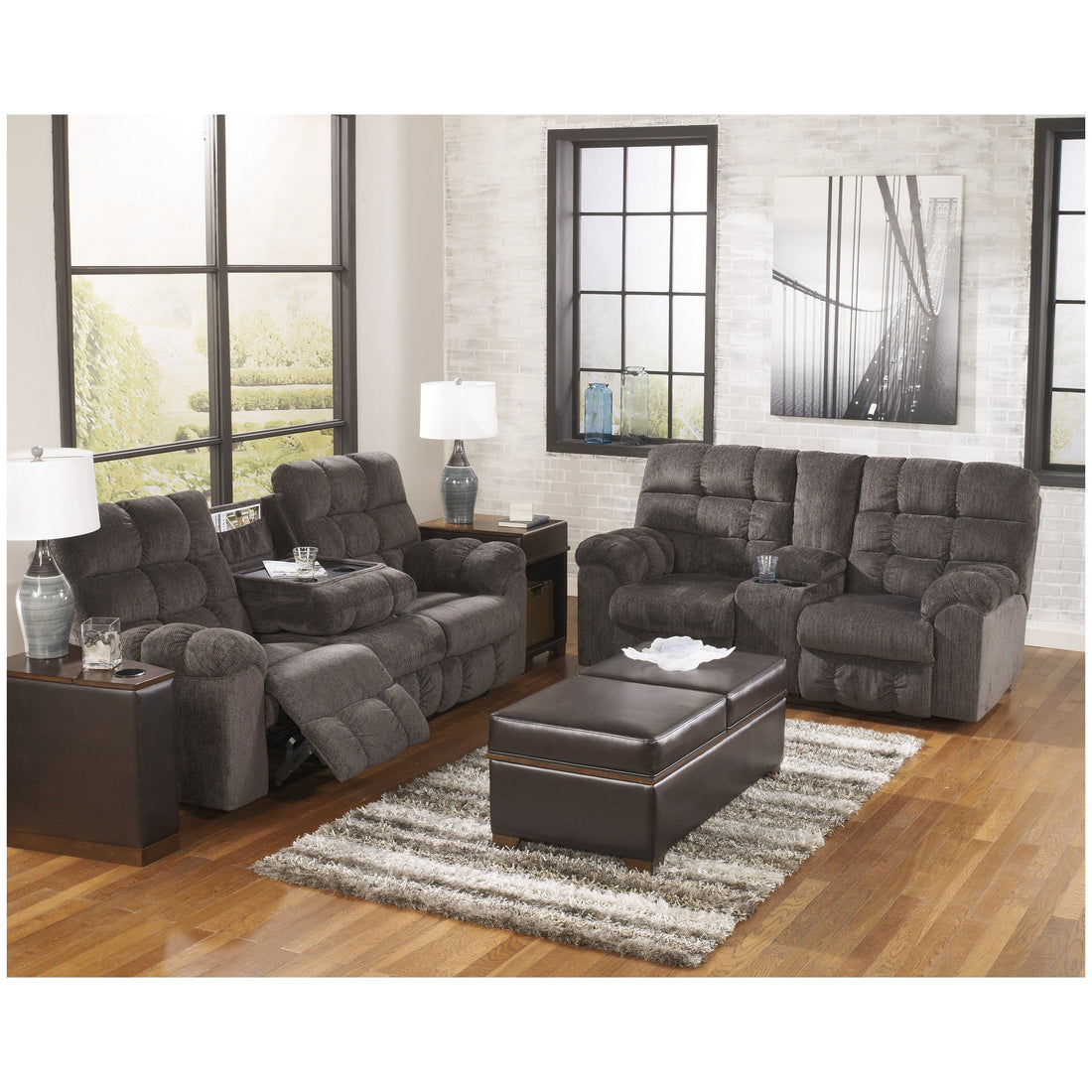 Acieona Reclining Sofa with Loveseat - Ash-58300U2 - Underkut