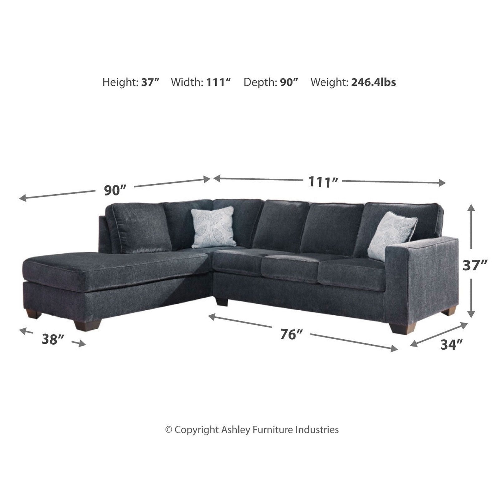 Altari 2-Piece Sectional with Chaise - Ash-87213S1 - Underkut