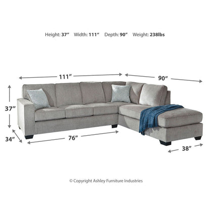 Altari 2-Piece Sleeper Sectional with Chaise - Ash-87214S3 - Underkut