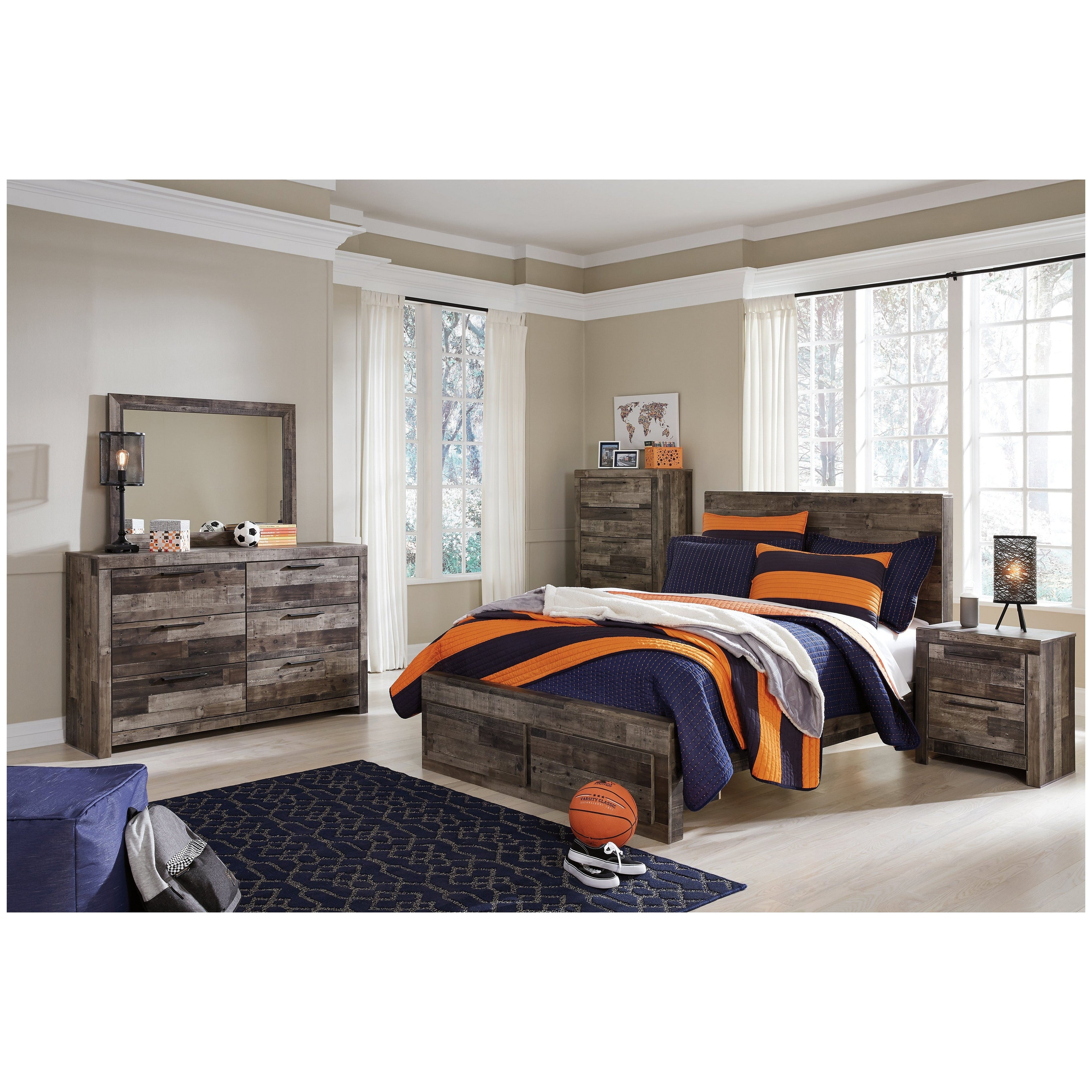 Derekson Panel Bed with 2 Storage Drawers