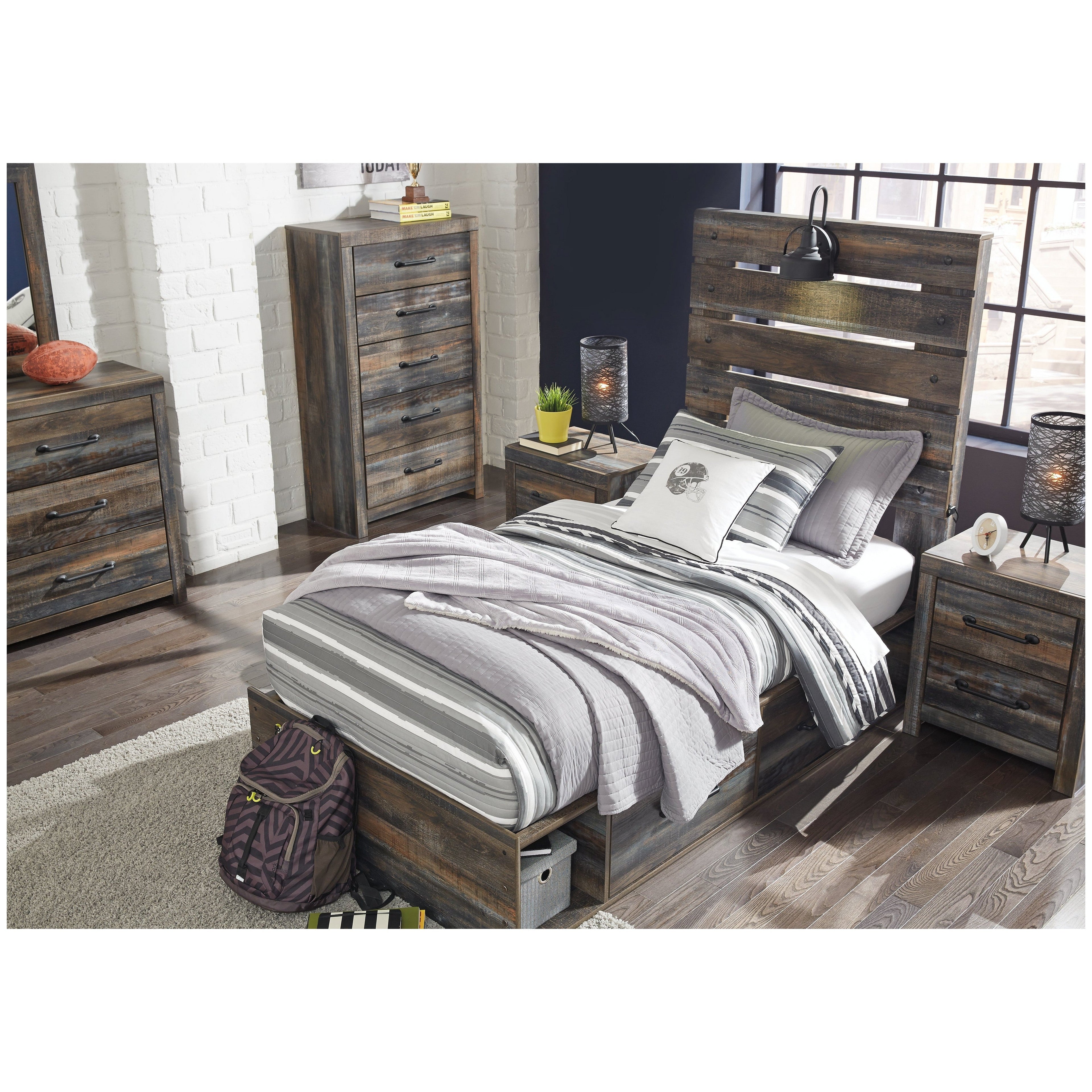 Drystan Panel Bed with 4 Storage Drawers