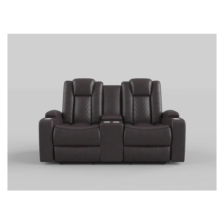 Power Double Reclining Love Seat with Center Console and Power Headrests 9366DB-2PWH