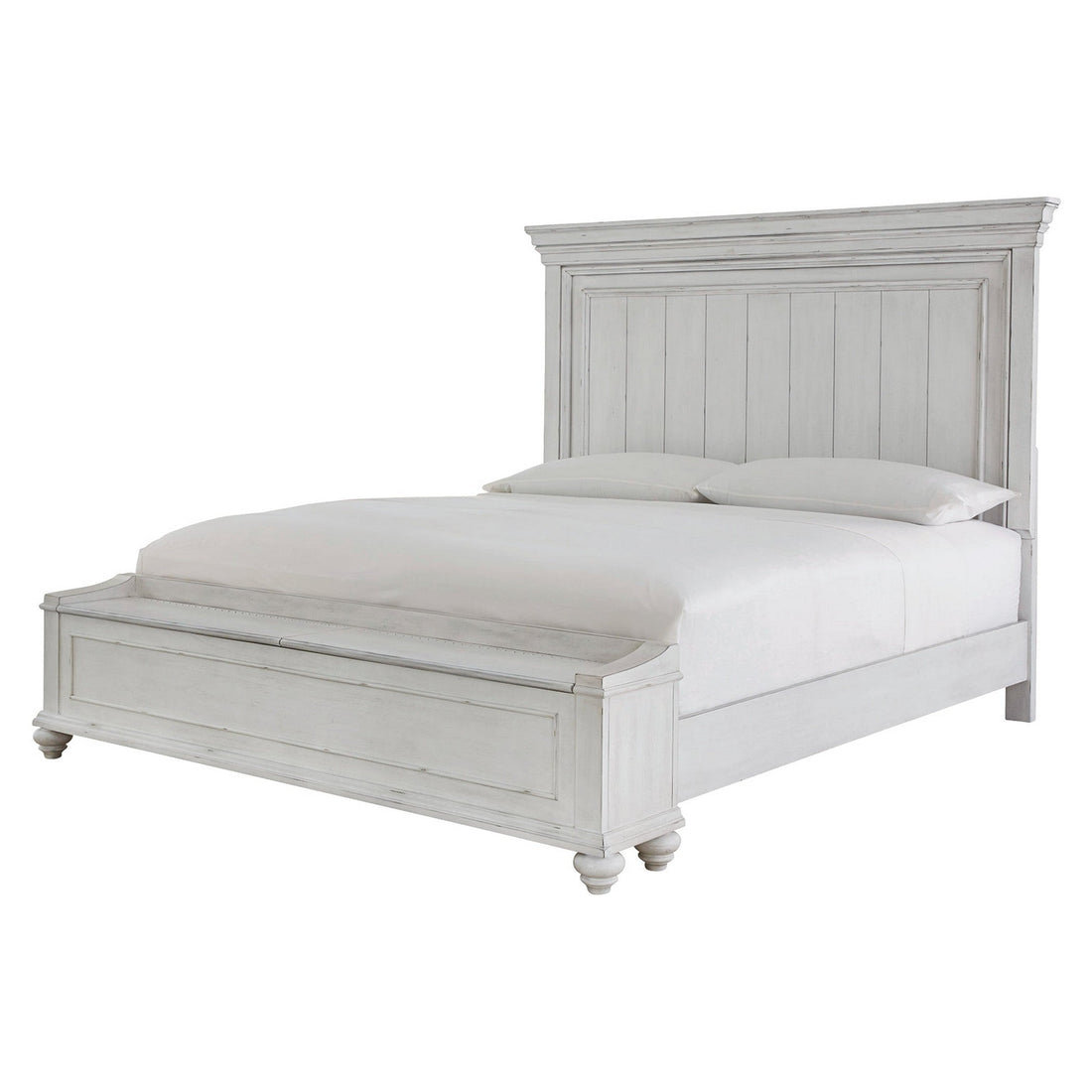 Kanwyn Panel Bed with Storage Bench Ash-B777B6