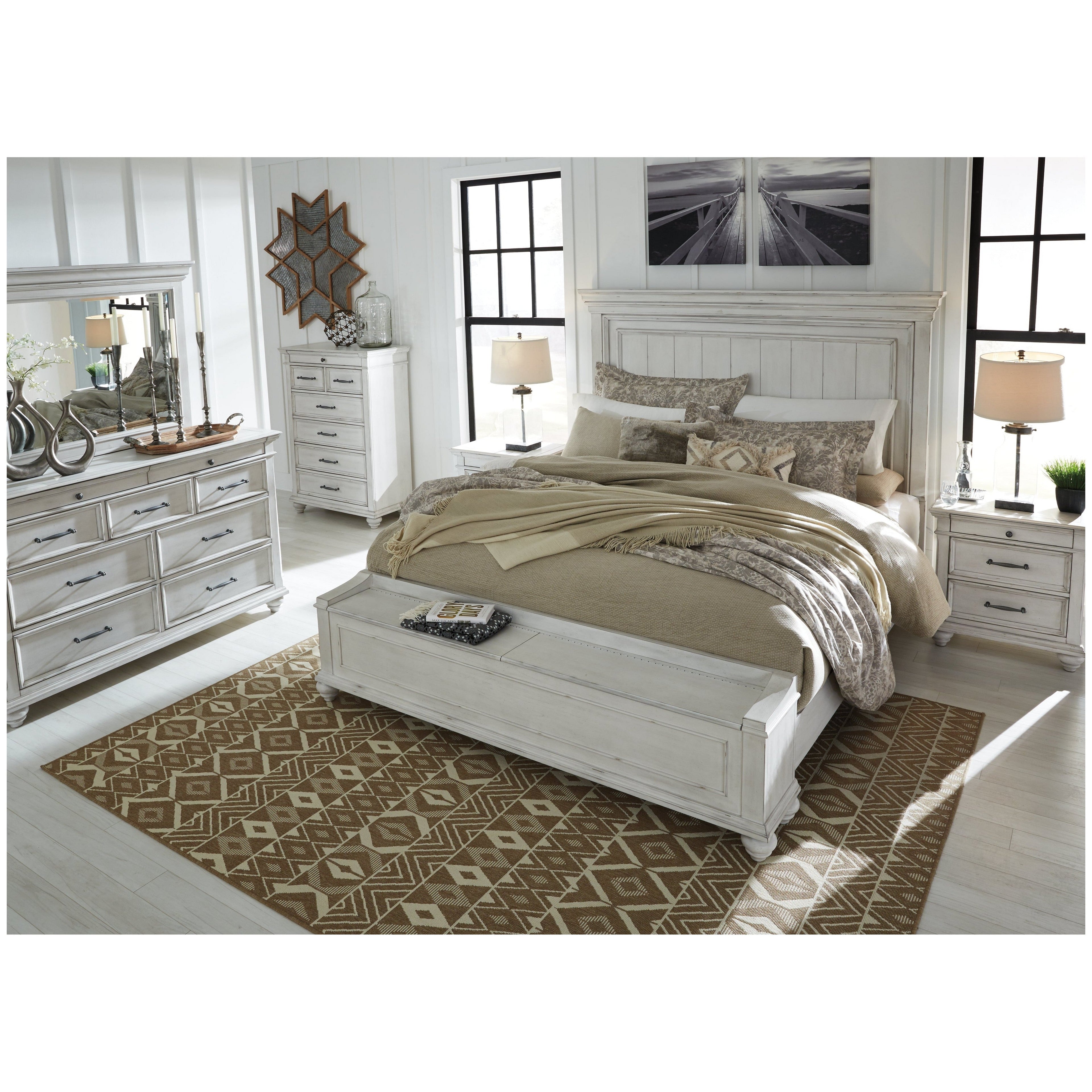 Kanwyn Panel Bed with Storage Bench