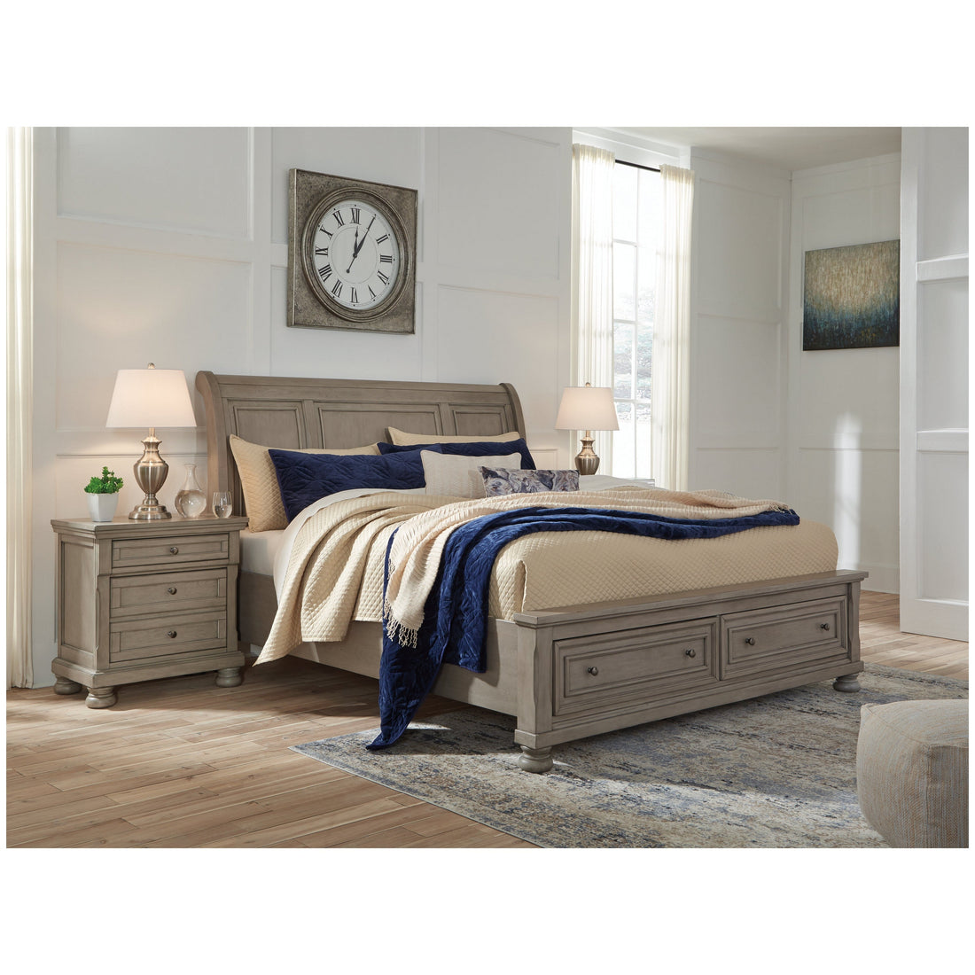 Lettner Sleigh Bed with 2 Storage Drawers