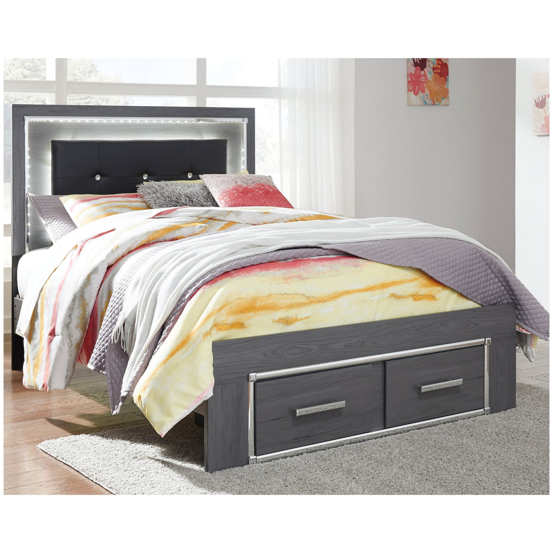 Lodanna Panel Bed with 2 Storage Drawers